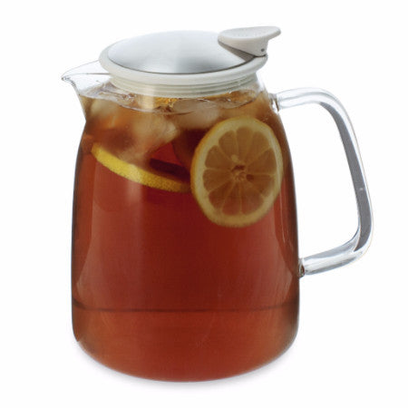 2100ml Pyrex clear glass water pitcher with wooden lid ice tea pitcher with  spout
